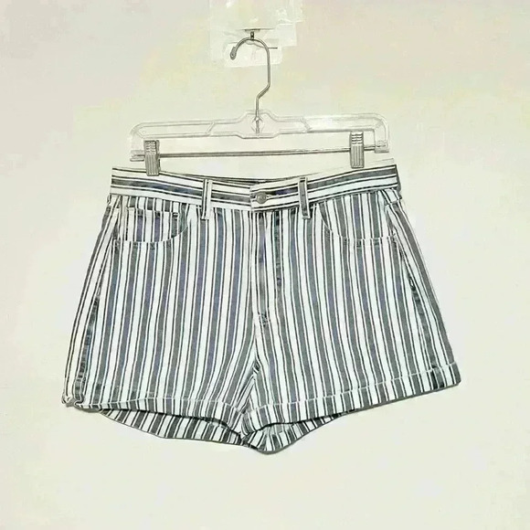 American Eagle Blue White Faded Stripes Shorts - Picture 2 of 11